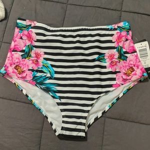 Torrid Striped Floral Swim Bottoms NWT
